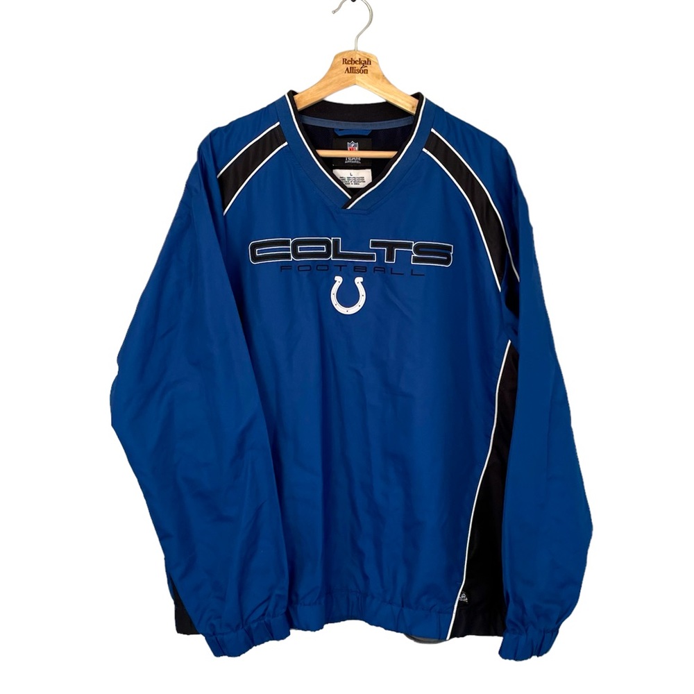 NFL COLTS Football Vintage V-Neck Windbreaker in Blue Men’s Size Large